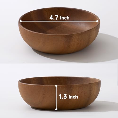4.7inch Small Round Keys Bowl for Entryway, Acacia Decorative Bowl for Organizing Tabletop Decorative Organizer Basket for Keys Wallet Cell Phone for Fruit Candy Cracker