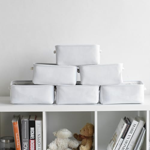 TheWarmHome Storage Basket for Gifts Empty - 11.8x7.8x5.2 inch 1 Pack Fabric Storage Cubes, Nursery Organizers and Storage for Closet Cloth Toy Book (White) - color: White Color, size: Small -11.8Lx7.9Wx5.2H