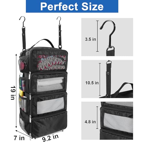 Olosar Suitcase Organizer, Travel Luggage Organizer Portable Hanging Travel Shelves Collapsible Hanging Packing Cubes for Carry on Suitcase - color: Black-S, size: Small