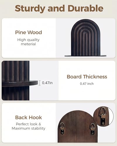 Bamworld Boho Wall Decor Plant Wall Shelf Mid Century Modern Decor Hanging Plant Shelf 2-Tier Wooden Floating Shelves for Home Bathroom Bedroom Living Room Office Holding Planter Decoration Walnut - color: Walnut, size: 16.7'' -1 Pcs