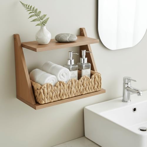 Kriitools Wicker Bathroom Basket Tray Organizer w/Scalloped for Toilet Paper, Small Rattan Decorative Basket for Bathroom Decor, Farmhouse Home Decor, Living Room and more, Natural Water Hyacinth - color: 1 Pack
