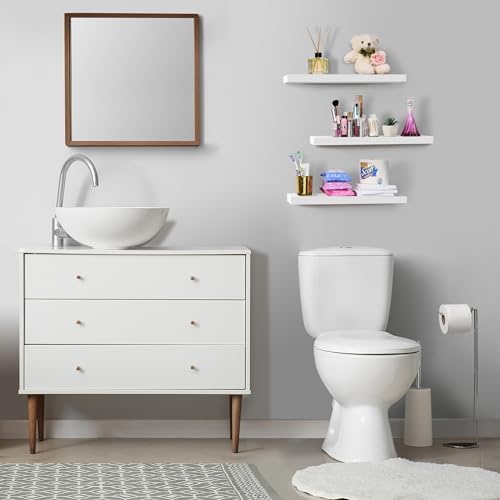 Sorbus Floating Shelves for Wall - 24" Bathroom Shelves, Wall Decor for Bedroom, Kitchen, Living Room, Home Decor & Book Storage - Mounted Floating Shelf with Invisible Brackets (White, 2 Pack) - color: White, size: 2 Pack