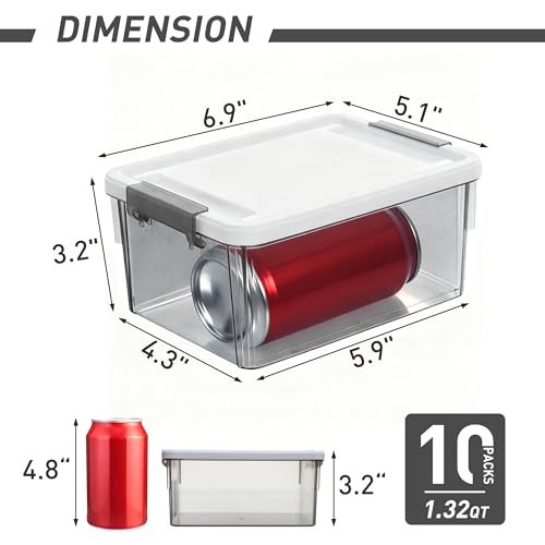 Citylife 1.32 QT 10 Pack Small Storage Bins Plastic Storage Container Stackable Box with Lids for Organizing, Clear Grey. - color: Clear Grey, size: 1.3 QT(10 Pack)