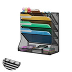 Jakyitvi File Organizer Wall Mounted 5 Tiers, Durable Adjustable Metal Vertical Hanging, Stable R-Shaped Bottom 4 Pull-Out Deviders to Sort File,Mail,Newspaper,Pen, Suitable for Office,Black - size: 5-Tire & Unilateral