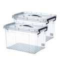 2 Quart 2-Pack Heavy-Duty Stackable Clear Storage Bins with Lids - Premium Clear Plastic Organizing Containers for Home & Bathroom BPA-Free, Pull Handles and Secure Latches - style: 2 QT 2-Pack