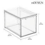 mDesign Plastic Stackable Closet Storage Organizer Bins with Pull Out Drawer for Cabinet, Desk, Shelf, Cupboard, or Dresser Organization - Lumiere Collection - 4 Pack - Clear - size: 8 x 12 x 8 (Pack of 4)