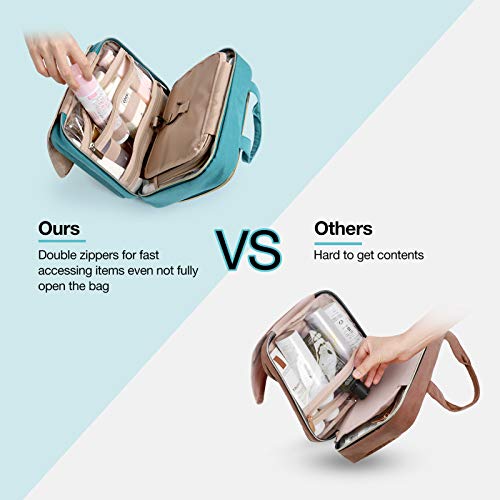 BAGSMART Toiletry Bag Hanging Travel Makeup Organizer with TSA Approved Transparent Cosmetic Bag Makeup Bag for Full Sized Toiletries, Medium-Blue - color: Blue, size: Standard