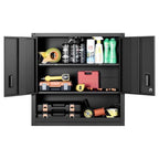 VEVOR Metal Wall Cabinet, 30W x 12.01D x 30H Inch, Steel Floating Hanging Storage Cabinet with Locking Doors and Adjustable Shelf for Garage, Basement, Kitchen, Warehouse Assembly Required, Black - style: Foldable 30" Open Grid