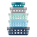 Ello Duraglass Mixed Meal Prep Sets Leak-Proof Glass Food Storage Containers with Silicone Sleeves and Airtight BPA-Free Lids, Dishwasher, Microwave, and Freezer Safe - color: Blue La La