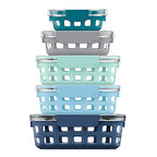 Ello Duraglass Mixed Meal Prep Sets Leak-Proof Glass Food Storage Containers with Silicone Sleeves and Airtight BPA-Free Lids, Dishwasher, Microwave, and Freezer Safe - color: Blue La La