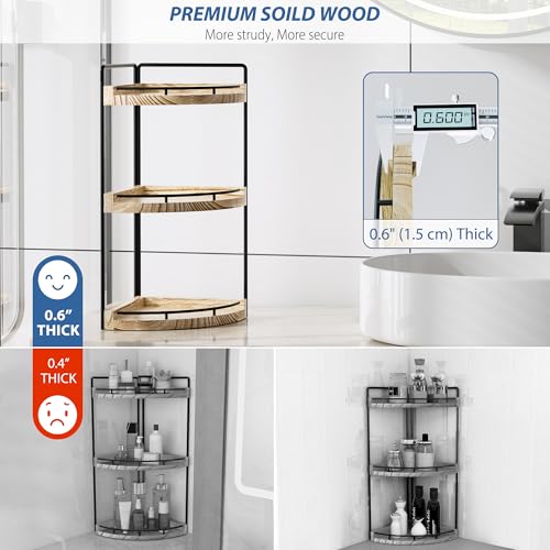 Corner Bathroom Counter Organizer, 3 Tier Bathroom Storage Countertop for Skincare, Sink Shelf for Kitchen Decor, Vanity, Dresser, Makeup, Gift(Rustic Brown) - color: Rustic