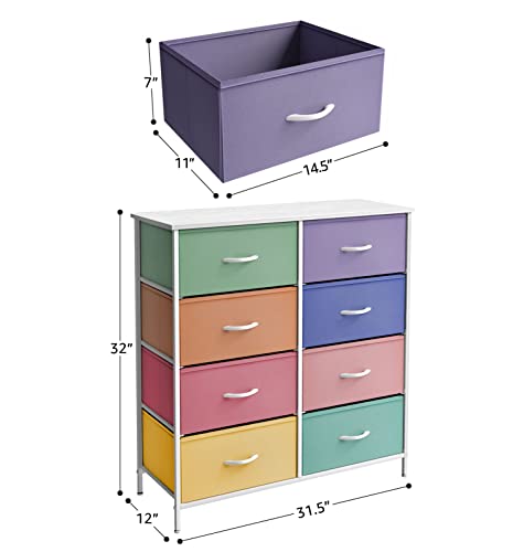 Sorbus Kids Dresser with 8 Drawers - Furniture Storage Chest Tower Unit for Bedroom, Hallway, Closet, Office Organization - Steel Frame, Wood Top, Tie-dye Fabric Bins (Pastel 2) - color: Pastel 2, size: 8 Drawer