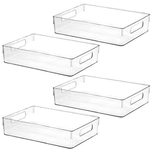 ShelfShaper Large Clear Plastic Storage Bins, Pantry Organizers and Storage Containers Fridge Organizer Bins for Organizing Home Kitchen Under Sink Bathroom Refrigerator Freezer Laundry Room - size: 12.8 x 9.7 x 3.5