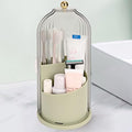 QIYVLOS Toothbrush Holders with Sliding Lid, Rotating 3 Slots Bathroom Organizer Countertop, Tooth Brush Toothpaste Holder Bathroom Counter Stand Sink Organizer Caddy for Makeup Brushes Holder (Green) - color: Green+transparent