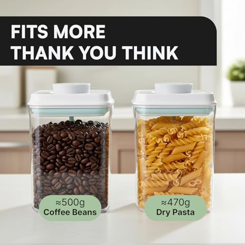Bop Top Airtight Food Storage Containers with Lid Multi Pack | Kitchen Canister Sets | Air Tight Pantry Container | Pop Top Dry Food Storage Containers for Snacks, Sugar, Flour, Baking, Cereal, Pasta - color: Set of 2