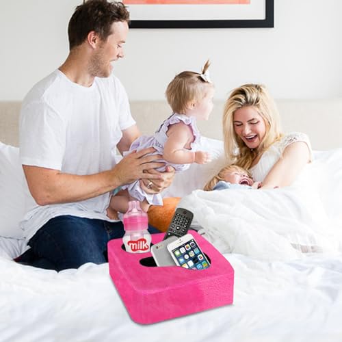 Couch Cup Holder Pillow Tray! Keep Drinks Hand Reach and KeepTemp, Prevent Spills and Use Anywhere. Cup Holder for Couch, Bed, Car, Courtyard, Park, Beach. Pink - color: Pink, size: 9.4" x 9.4" x 3.9"