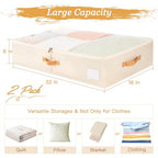 Criusia Under Bed Storage Bins with Clear PVC Lids – 2 Pack Large Underbed Organizers with Heavy-Duty Handles, Reinforced with 800G PP Panels & 80G Non-Woven Fabric – Waterproof & Foldable, Beige - color: 2 Pack Beige