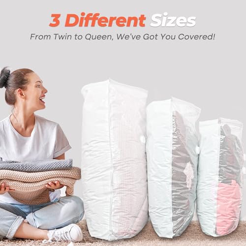 Vacbird Travel Vacuum Seal Bags, 8 Pack 34" Vacuum Storage Bags with Rechargeable Cordless Pump Compression Packing for Clothing Clothes Blanket Bedding, Space Saver for Suitcase Luggage - size: 8 Pack Medium