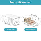 Vtopmart 2 Pack Stackable Storage Drawers,Clear Acrylic Drawer Organizers with Handles, Easily Assemble Containers for Fridge, Bathroom,Kitchen Undersink,Cabinet,Pantry Organization and Storage - size: 2Pack 4.4"H-with Dividers