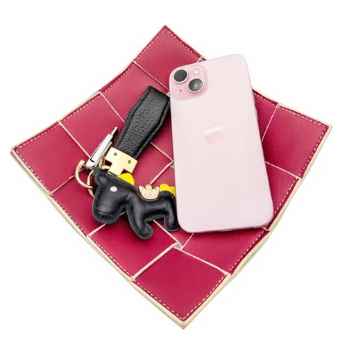 PU Leather Valet Tray Jewelry Bowl Holder for Table Bedside Nightstand Entryway Desk Organizer for Wallet, Keys (Wine Red) - color: Wine Red