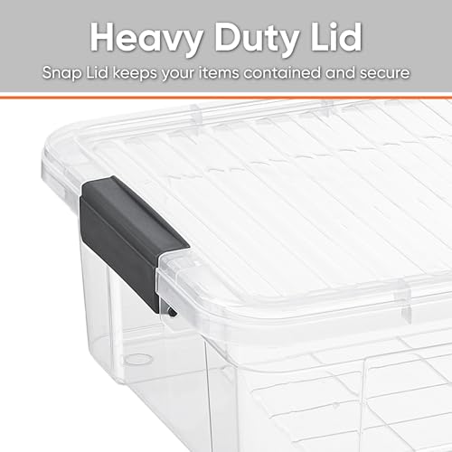 Superio 13.7 Qt Clear Plastic Storage Bins with Lids and Latches, Organizing Containers, Stackable Plastic Bin for Home, Garage, School, and Office - size: 17.5" x 12" x 5.25"