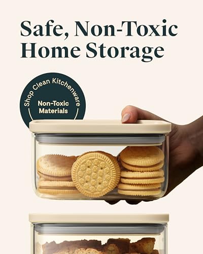 Caraway 1qt Glass Airtight Food Storage Container with Lid – Non-Toxic, BPA-Free Kitchen Storage Container – Stackable, Space-Saving Airtight Container for Dry Goods and More - Mist - color: Mist, size: 1qt Container