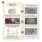 BOYATU Travel Makeup Bag for Women: Cosmetic Organizer Bag with Compartments - Leather Make up Bags Set of 3 (G-2-White) - color: G-2-White