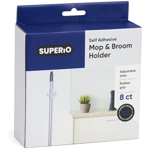 Superio Broom Organizer, Single Plastic Broom & Mop Organizers (Plastic, 8) - size: 8