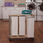 Household Essentials 3-Bag Laundry Sorter, Washable Linen Laundry Bags, 3-Load Capacity, Versatile, Light Ash - style: Laundry Sorter