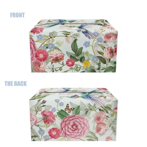 Wildflower Rectangle Tissue Box Cover Modern PU Leather Rectangular Tissue Box Tissue Box Holder Waterproof Tissue Cover Decorative Tissue Box Organizer for Bathroom - color: Wildflower