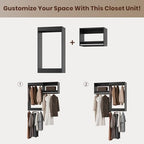 ROOMTEC Modular Closet System, 46" Wall-Mounted Closet Organizer with Hanging Rods, Wooden Tower for Walk-In Closets, Wardrobe Storage Kit, Black - size: 46" Wide, style: Model 2