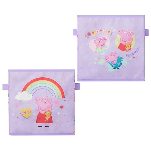 Idea Nuova Storage Cubes for Kids,2 Pack Collapsible Fabric Bins with Handles, Organizer Boxes with Handles for Bedroom,Playroom & Nursery,Peppa Pig - color: Peppa Pig