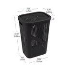 Mind Reader 60L Slim Laundry Hamper, Clothes Basket, Lid, Ventilated, Plastic, Set of 2, Black - color: Black, size: 2-Pack