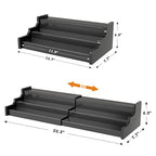 Spice Rack Organizer For Cabinet - 3 Tier Black Bamboo Wooden Expandable Display Shelf from 12.70 to 22.20 inch - color: Black