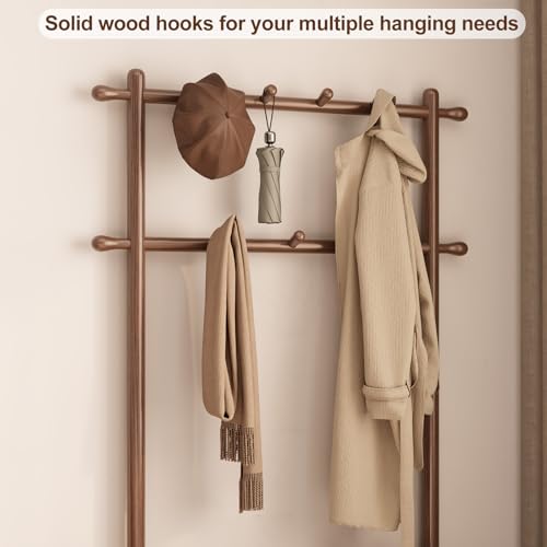 AQIMUELE Coat Rack with Shoe Storage, Wooden Hall Tree with Bench, 11 Hooks and 2-Tier Storage Shelves, 3-in-1, Entryway Bench with Coat Rack (31.5"-Walnut) - color: Walnut, size: 31.5"
