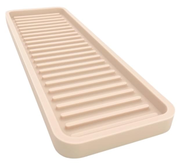 Happitasa Silicone Kitchen Sink Organizer Tray, Sponge Holder and Countertop Protector | Bathroom and Kitchen Soap Dish and Dispenser Tray (Sand Dollar, 12"x4") - color: Sand Dollar, size: 12" x 4" x 0.6"