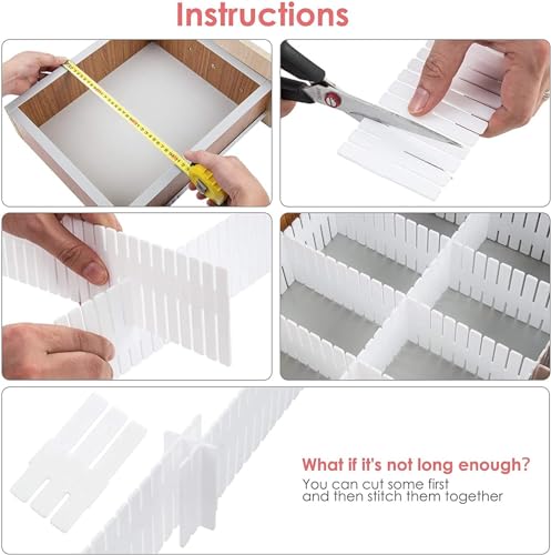 18Pcs Drawer Dividers, Adjustable Drawer Organizer for Socks, Underwear, Makeup, Can Help Tidy Kitchen, Bedroom, Dresser White - color: White, size: 18Pcs