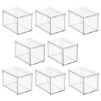 mDesign Plastic Stackable Bathroom Storage with Pull Out Bin Organizer Drawer for Cabinet, Vanity, Shelf, Cupboard, Cabinet, or Closet Organization - Lumiere Collection - 8 Pack - Clear - size: 12 x 8 x 8 (Pack of 8)