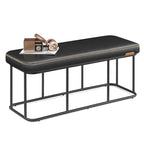 VASAGLE EKHO Collection - Storage Bench for Entryway, Ottoman Bench with Steel Frame, 43.3-Inch Wide, Synthetic Leather, Living Room, Mid-Century Modern, Loads 660 lb, Ink Black ULOM085B01 - color: Ink Black, style: Steel Frame Bench