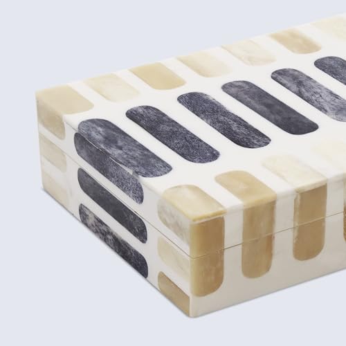 Handicrafts Home Large Decorative Storage Box 12x6– Coffee Table Organizer Box, Modern Home Décor Accent, Keepsake Memory Box, Jewelry Storage Box, Boho Decorative Box with Lid for Shelf, Mantle Decor - color: PATISSERIE-CARAMEL, size: 12x6x2 Inch
