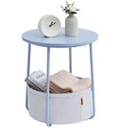 VASAGLE LILEA Collection - Small Round Side End Table, Modern Nightstand with Fabric Basket, Pale Blue and Ice Blue ULET223Q62 - color: Pale Blue + Ice Blue, size: Round + 1 pack