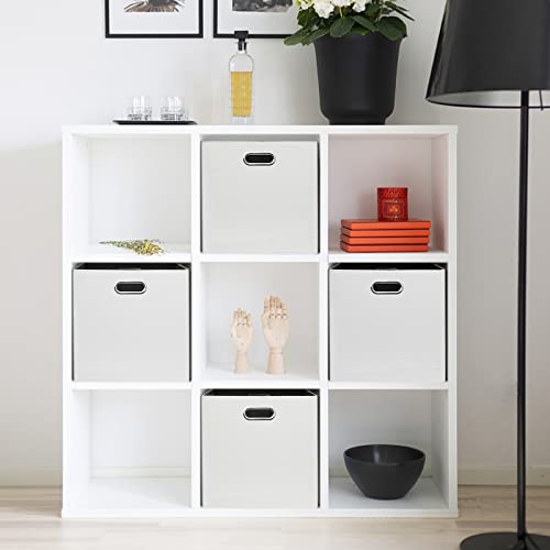 Posprica Fabric Storage Cubes, 13x13 Collapsible Storage Bins with Dual Handles, Foldable Storage Boxes Basket for Closet Shelf Cabinet Bookcase Organization, Set of 4, White - color: White, size: 13×13×13/4pcs
