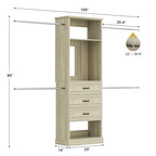 Unikito Closet System, 4FT - 9FT Closet Organizer with Mirror, Luxury Walk in Closet Insert with Drawers and 4 Hanging Rods, Sturdy Wood Wardrobe Closet Garment Rack with 25” Tower, White Oak - color: White Oak