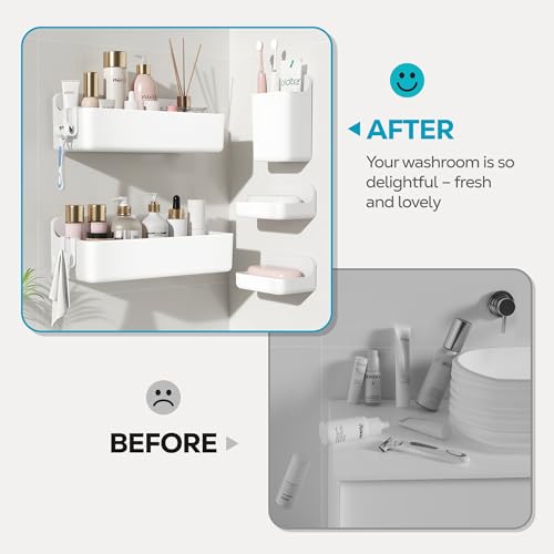 Nieifi Adhesive Wall Shelf, Shower Shelves 5 Pack with Soap Holder, Shower Organizer for Bathroom Organization, White - color: White, size: 5 pieces