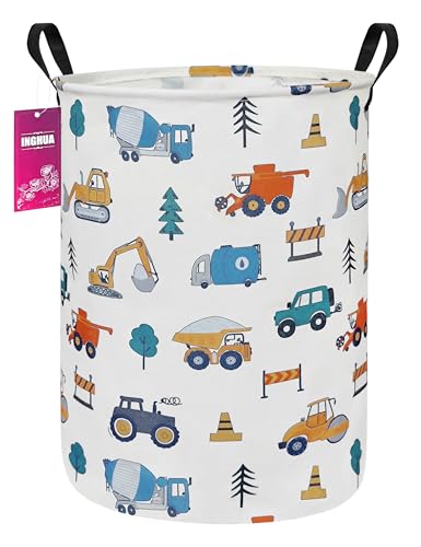 Laundry Hamper Large Canvas Fabric Lightweight Storage Basket/Toy Organizer/Dirty Clothes Collapsible Waterproof for College Dorms, Boys and Girls Bedroom,Bathroom(Vehicles) - color: Vehicles