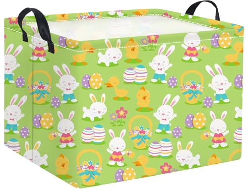 HIYAGON Easter Basket for Kids Boys and Girls Cute Storage Organizer Bin Box Rectangular Easter Bunny Room Decor(Easter Basket) - color: Easter Basket
