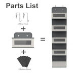 Over The Door Hanging Organizer with 5 Big Pockets, Wall Mount Fabric Back of Door Storage Organizer with Clear Window & Metal Hooks for Pantry Closet Diaper Dorm Nursery Bedroom