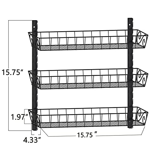 SWOMMOLY Adjustable Wall Mount Spice Rack, 3-Tier Dual-use (Multi-use) Organizer, Black - color: Black, size: 3-Tier
