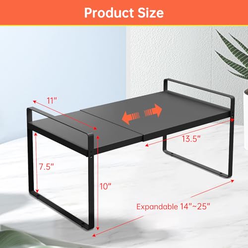 Expandable Cabinet Shelf Organizer Rack，Kitchen Cabinet Shelves 11 Inch Deep，Adjustable Storage Shelves，Pantry Shelf(1 Pack) - color: 11" Wide ( 1 Pack)