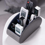 BONNY DODO Remote Control Holders Organizer Box with 5 Compartment PU Leather Multi-functional Office Desk Storage Caddy Store (Grey) - color: Grey